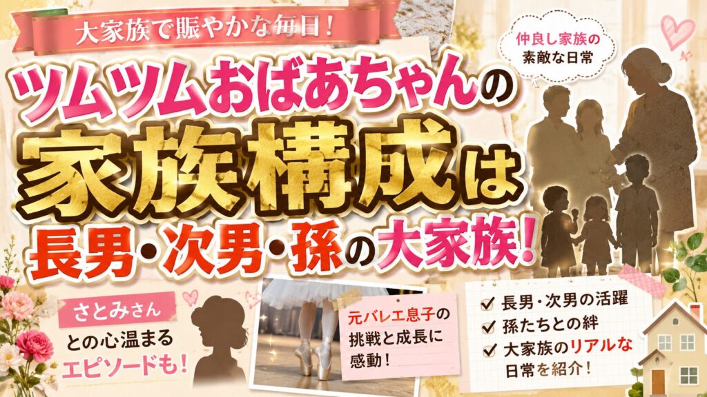 ツムツムおばあちゃんの家族構成は長男・次男・孫の大家族！さとみさんや元バレエ息子のエピソードも